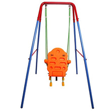 Load image into Gallery viewer, Toddler Swing Set, High Back Seat with Safety Belt, A-Frame Outdoor Swing Chair, Metal Swing Set for Backyard - EK CHIC HOME