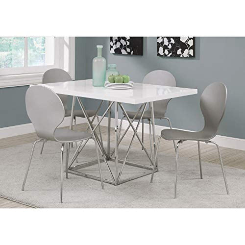 36 X 48-Inch Dining Table, White Glossy / Chrome Metal - EK CHIC HOME