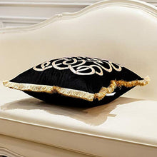 Load image into Gallery viewer, Pack of 2 Luxury Black Decorative Pillows with Tassels 20 x 20 - EK CHIC HOME