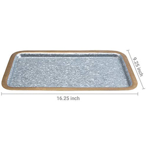 Decorative 16-Inch Rectangular Galvanized Metal Platter - EK CHIC HOME