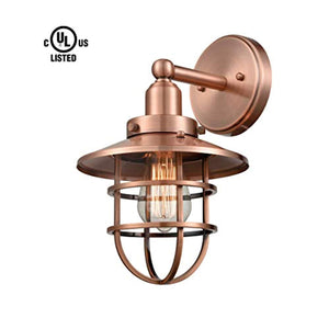 Industrial Vintage Wall Sconce Light with Bulbs, Antique Copper Finish Wall Lights, 2-Pack - EK CHIC HOME