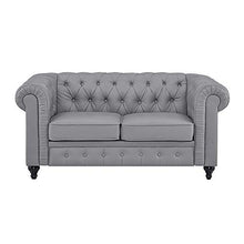 Load image into Gallery viewer, Gray Chesterfield Love Seat &amp; Sofa Set - EK CHIC HOME