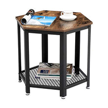 Load image into Gallery viewer, Industrial Side, End Table with Storage Rack,Stable Metal Frame and Mesh Shelf  Vintage - EK CHIC HOME