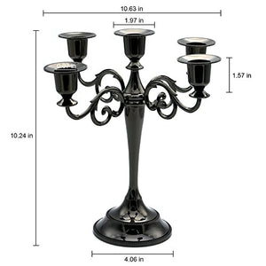 5-Candle Metal Candelabra Candlestick 10.6 inch Tall Candle Holder - EK CHIC HOME