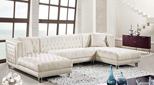 Cream-Sectional Moda Collection Sectional, 127" W x 68.5" D x 31.5" H - EK CHIC HOME