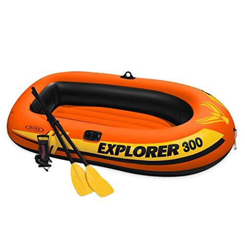 Explorer 300, 3-Person Inflatable Boat Set with French Oars and High Output Air Pump - EK CHIC HOME
