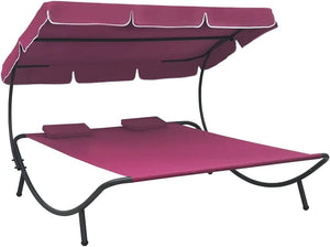 Outdoor Lounge Bed with Canopy and Pillows Garden Seating Multi Colors - EK CHIC HOME