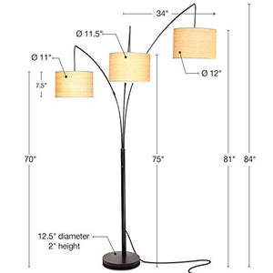 Modern LED Arc Floor Lamp with Marble Base - 3 Hanging Lights - EK CHIC HOME