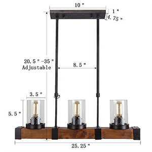 Metal Wood and Glass Chandelier Pendant Retro Rustic Loft Antique Lamp - EK CHIC HOME