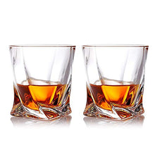 Load image into Gallery viewer, Twist Design Whiskey Glasses 10oz Set of 2, with 4 Granite Chilling Whisky Rocks - EK CHIC HOME