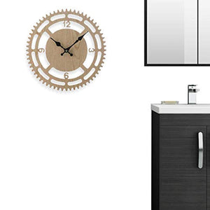 Rotary Wall Clock Big with Perfect Wooden Design, Silent 13 Inch - EK CHIC HOME