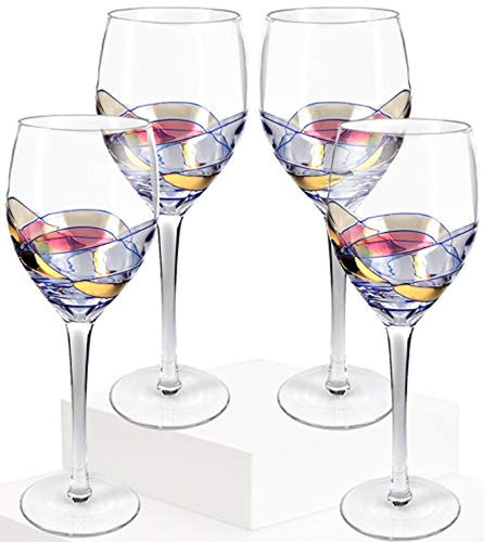Set Of 4 - Hand Painted, Exquisite Design, Wine Glasses - EK CHIC HOME