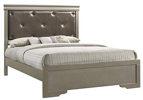 Queen, Silver Champagne Bed Room Furniture - EK CHIC HOME