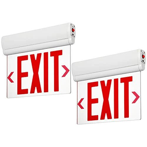 LED Edge Lit Red Exit Sign Single Face with Battery Backup- Pack of 2 - EK CHIC HOME