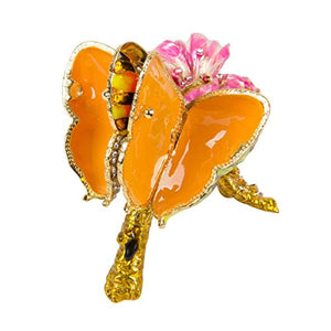 Decorative Hand Painted Butterfly Hinged Jewelry Trinket Box - EK CHIC HOME