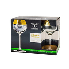 Load image into Gallery viewer, Gold Rimmed Crystal 3 Oz Wine Glasses, Sherry Goblets 6-pc, Greek Key (Medusa) - EK CHIC HOME
