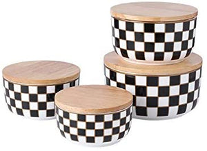 Checker Pattern 20-pieceDinnerware Set for 4, Bone China - EK CHIC HOME