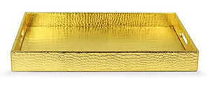 Elegant Gold 18"x12" Rectangle Glossy Alligator Serving Tray - EK CHIC HOME