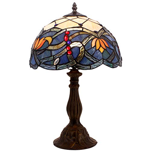 Tiffany Table Lamp Stained Glass Lotus Style Table Lamps Height 18 Inch - EK CHIC HOME