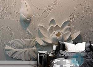 Wall Mural 3D Wallpaper Embossed Lotus Modern Living Room - EK CHIC HOME