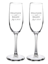 Load image into Gallery viewer, Custom Wedding Champagne Flutes- Set of 2 –Bride and Groom First Names and Wedding Date - Customized Engraved Wedding Gift - EK CHIC HOME