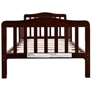 Toddler Bed, Wood Kids Bedframe Children Classic Sleeping Bedroom Furniture w/Safety Rail Fence - EK CHIC HOME