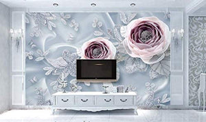 Floral Wallpaper Pink Diamond Rose Jewelry Flower Wall Art - EK CHIC HOME