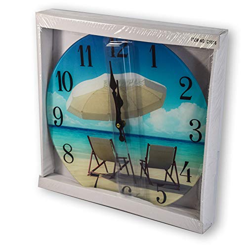 Beach Chair Glass Wall Clock New-13-X-13 - EK CHIC HOME