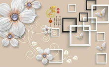 Load image into Gallery viewer, Wall Mural 3D Wallpaper White Minimalist Embossed Flowers - EK CHIC HOME