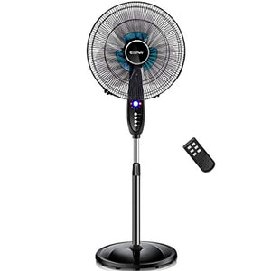 Oscillating Pedestal Fan w/Timer, LCD Display, Double Blades, Remote Control - EK CHIC HOME