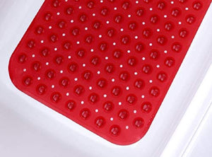 Red Extra Long Bath Mat Adds Non-Slip Traction to Tubs & Showers - EK CHIC HOME