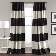 Load image into Gallery viewer, Montego Striped Window Curtains Panel Set  84” x 52” Black - EK CHIC HOME