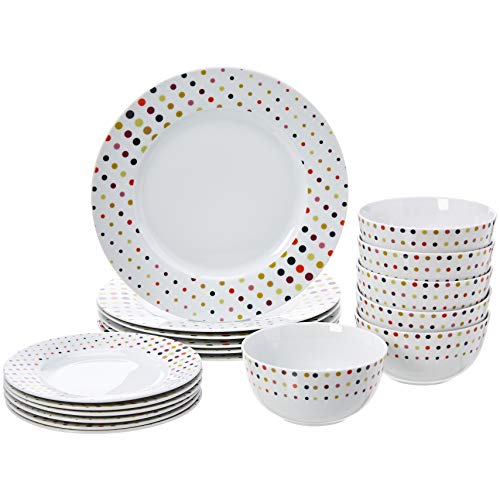 18-Piece Dinnerware Set - Dots, Service for 6 - EK CHIC HOME