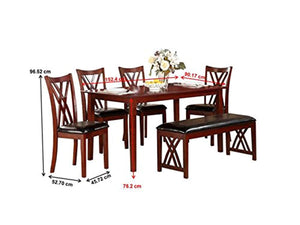 Brooksville 6-Piece Dining Table Set with Bench, Cherry - EK CHIC HOME