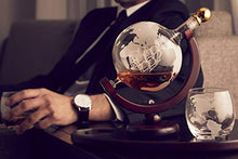 Load image into Gallery viewer, Whiskey Decanter Globe Set with 2 Etched Globe Whisky Glasses - EK CHIC HOME