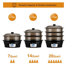 Load image into Gallery viewer, Food Steamer Vegetable Steamer 3 Tier Stackable Baskets 20 Quart Capacity - EK CHIC HOME