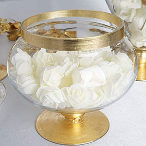 Set of 3 Metallic Gold Rimmed Apothecary Glass Candy Jars - EK CHIC HOME