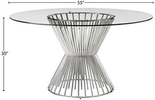 Load image into Gallery viewer, Contemporary Round Steel Rods Dining Table with Tempered Glass Finish Silver - EK CHIC HOME