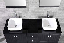 Load image into Gallery viewer, 60&quot; Black Double Bathroom Vanity Cabinets and Ceramic Vessel Sink w/Mirror Combo Faucet - EK CHIC HOME