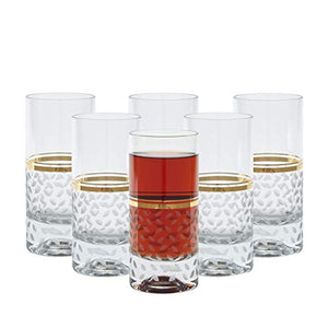 Crystal Stunning Highball Glasses, 6"H 13oz Capacity, Gold - EK CHIC HOME