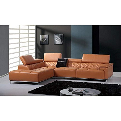 Citadel Divani Casa Modern Orange Leather Sectional Sofa With Audio System - EK CHIC HOME
