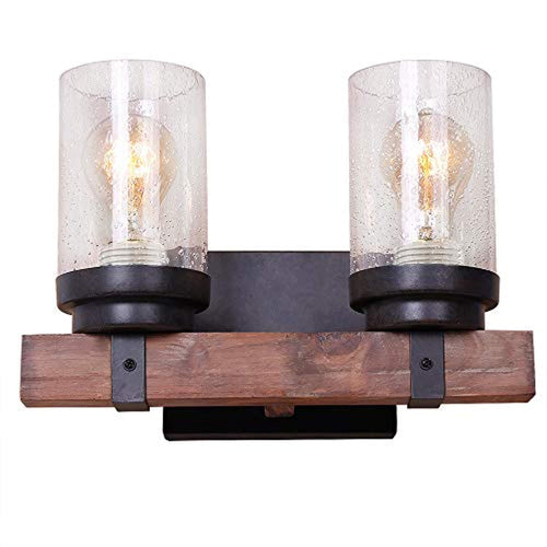 ART DECO Wooden 2 Light Wall Sconce, Brown - EK CHIC HOME