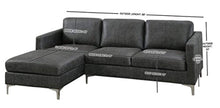 Load image into Gallery viewer, Breaux Modern Track Arm Sectional with Chaise and Chrome Legs Accents, Gray - EK CHIC HOME