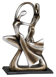Silver Abstract 14 3/4" High Dancing Couple Sculpture - EK CHIC HOME