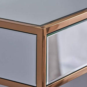 Modern Mirrored Console Table with Finished Stainless Steel Frame in Rose Gold - EK CHIC HOME