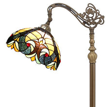 Load image into Gallery viewer, Tiffany Floor Lamp Stained Glass Blue Liaison Lampshade in 64 Inch Tall Antique Arched Base - EK CHIC HOME