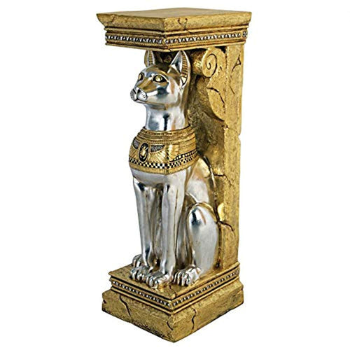 Egyptian Cat Goddess Bastet Pedestal Column Plant Stand, 37 Inch - EK CHIC HOME
