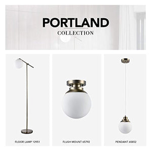 Portland 1 Ceiling Light, Brass Finish, Matte Opal Glass Shade, Semi-Flush Mount, White - EK CHIC HOME