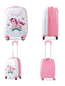 2PC Kids Carry-on Luggage Set 12'' Backpack & 16'' Rolling Suitcase - EK CHIC HOME
