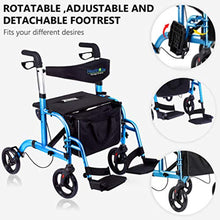 Load image into Gallery viewer, 2 in 1 Rollator-Transport Chair w/Paded Seatrest, Reversible Backrest and Detachable Footrests - EK CHIC HOME